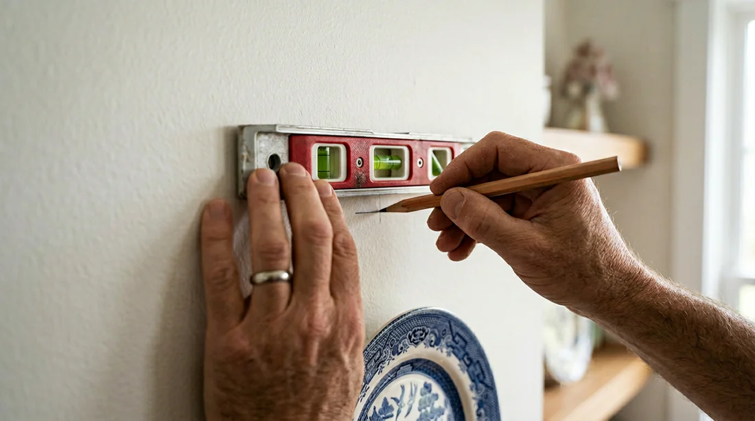 Installation précise d'une assiette avec un niveau à bulle