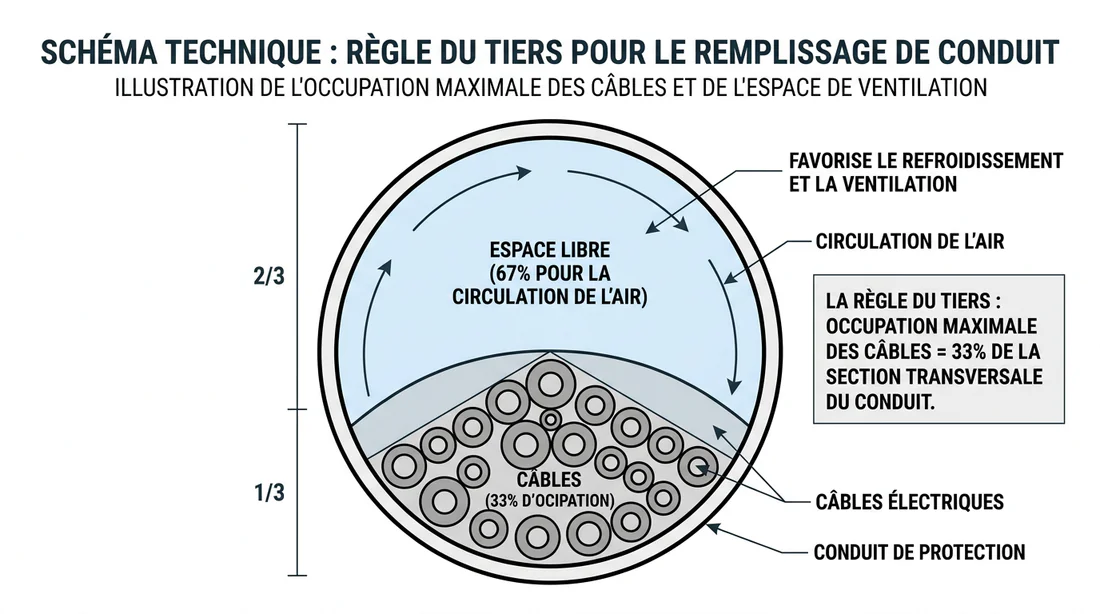 Schéma technique de la règle de remplissage d'un tiers pour les gaines