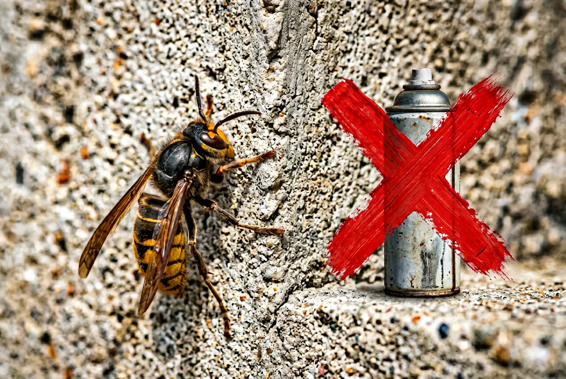 Activité de frelons autour d'un trou dans la façade d'une maison.