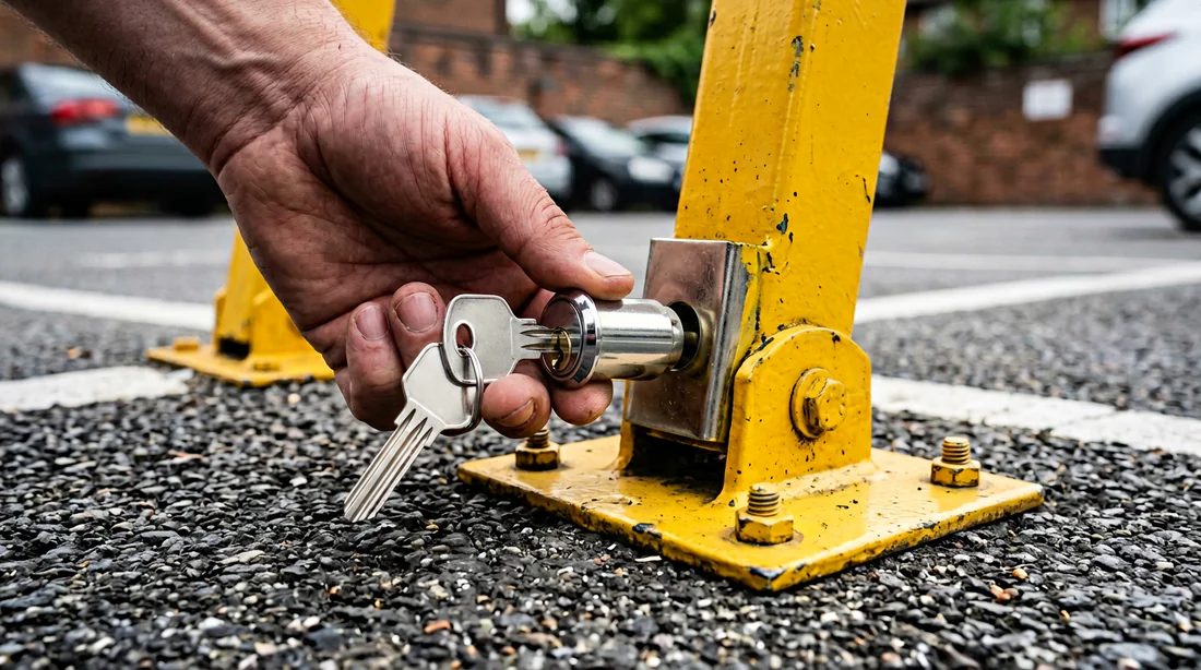 Démontage de la plaque de protection de la serrure de l'arceau.