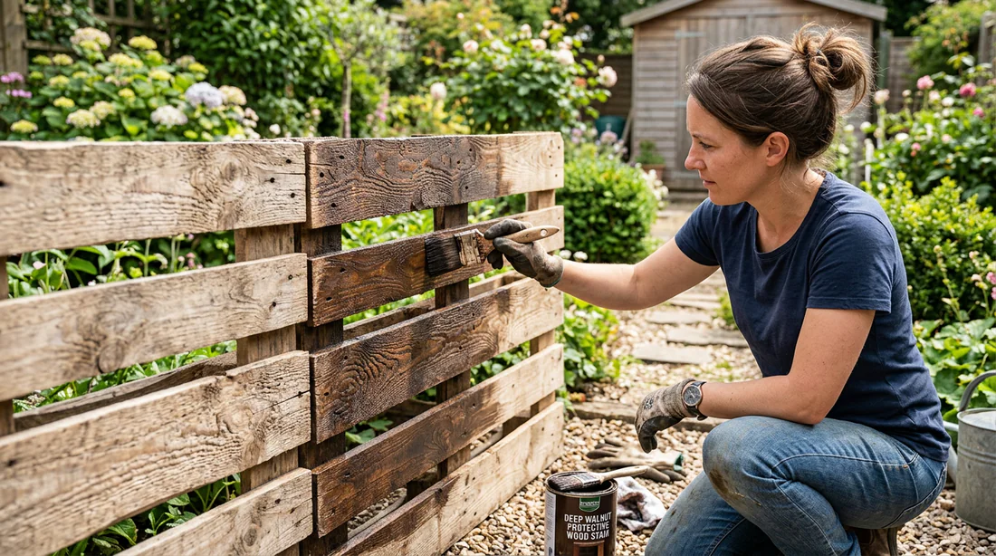 Décoration de clôture en palette avec des jardinières intégrées